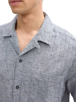 Herren Tom Tailor Kurzarmhemd mit Leinenanteil
