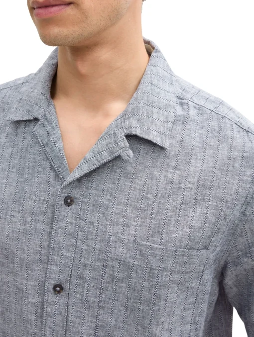 Herren Tom Tailor Kurzarmhemd mit Leinenanteil