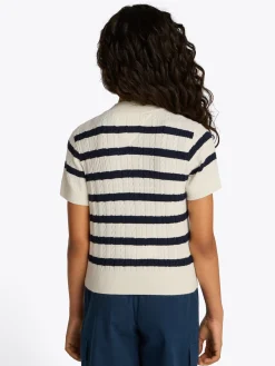 Kinder Tommy Hilfiger Kurzarm-Pullover mit Mini-Zopfmuster