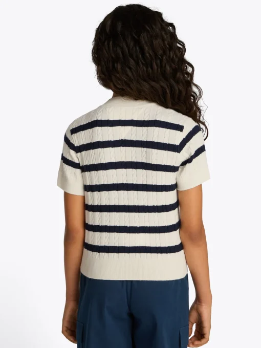 Kinder Tommy Hilfiger Kurzarm-Pullover mit Mini-Zopfmuster