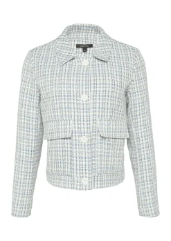 Damen Comma Kurze Tweed-Jacke mit aufgesetzten Taschen