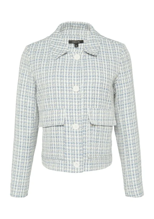 Damen Comma Kurze Tweed-Jacke mit aufgesetzten Taschen
