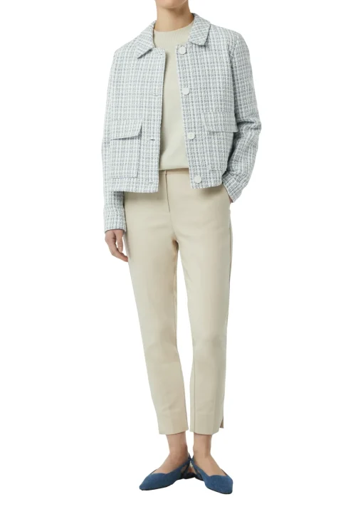 Damen Comma Kurze Tweed-Jacke mit aufgesetzten Taschen