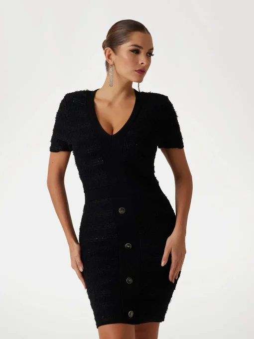 Damen Marciano by Guess Kurzes Bouclé-Strickkleid