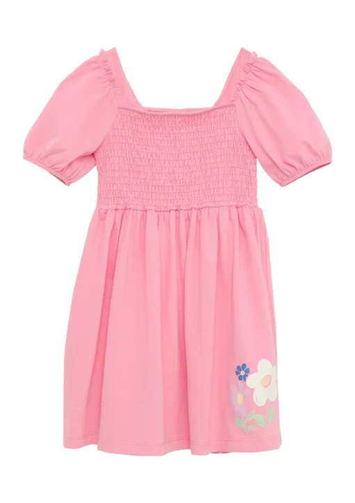 Kinder s.Oliver Kurzes Kleid mit Glitzerprint und Smok-Detail
