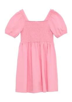 Kinder s.Oliver Kurzes Kleid mit Glitzerprint und Smok-Detail