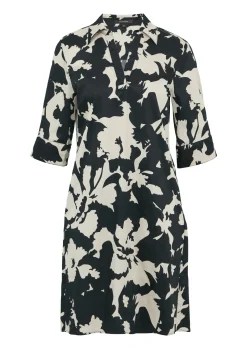 Damen Comma Kurzes Kleid mit Umlegekragen und All-over-Print