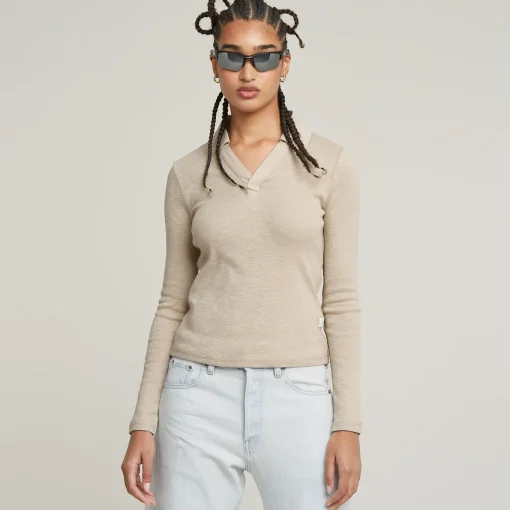 Damen G-Star Langarm Poloshirt Slim