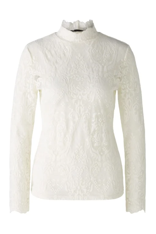 Damen Oui Langarmshirt halbtransparent