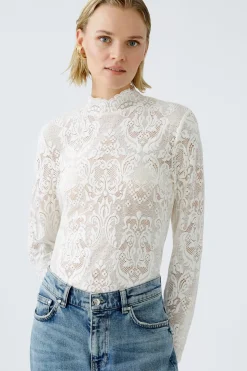 Damen Oui Langarmshirt halbtransparent