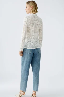 Damen Oui Langarmshirt halbtransparent