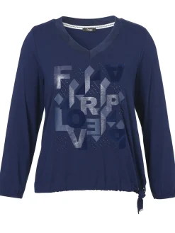 Damen Frapp Langarm-Shirt mit Geschmücktem Front-Motiv