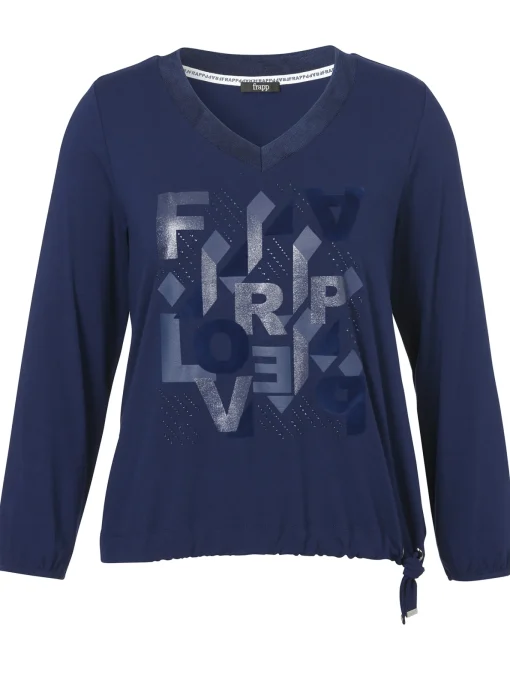 Damen Frapp Langarm-Shirt mit Geschmücktem Front-Motiv