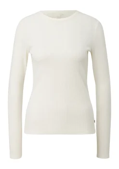 Damen QS Langarmshirt mit Rippstruktur