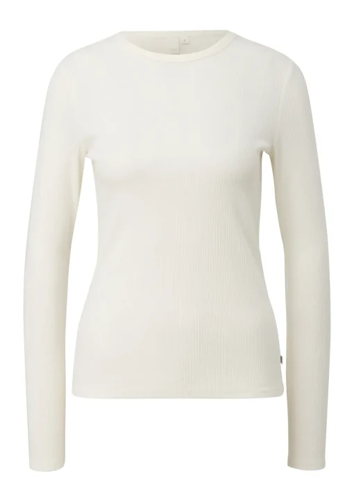 Damen QS Langarmshirt mit Rippstruktur