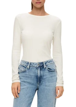 Damen QS Langarmshirt mit Rippstruktur