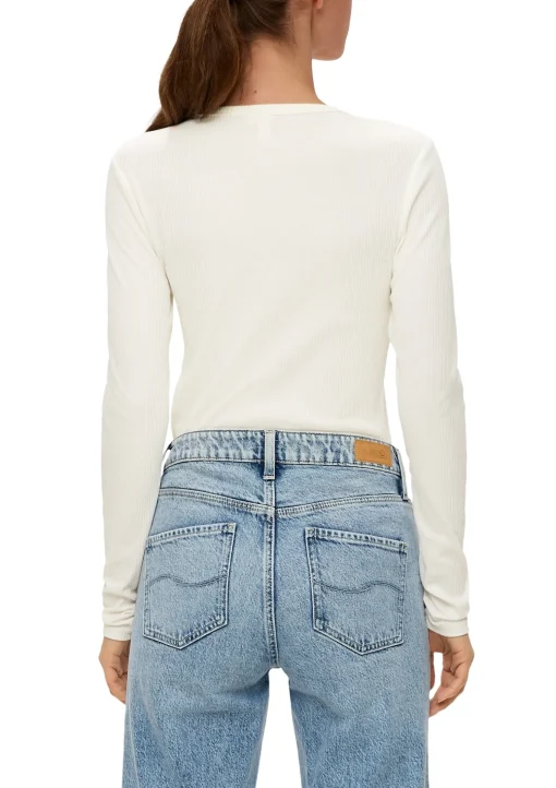 Damen QS Langarmshirt mit Rippstruktur
