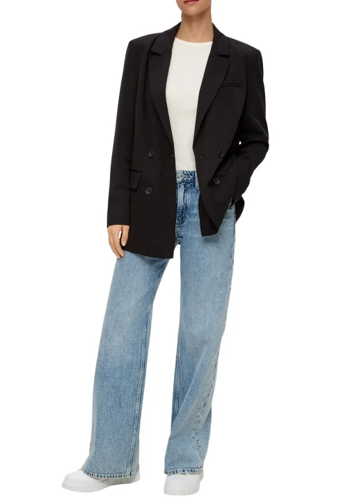 Damen QS Langarmshirt mit Rippstruktur