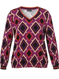 Damen Via Appia Due Langarmshirt V-Ausschnitt