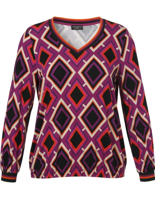 Damen Via Appia Due Langarmshirt V-Ausschnitt