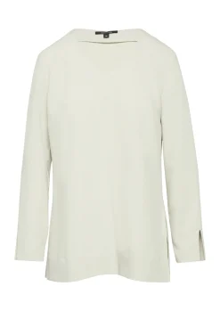 Damen Comma Lange Crêpe-Bluse mit V-Ausschnitt