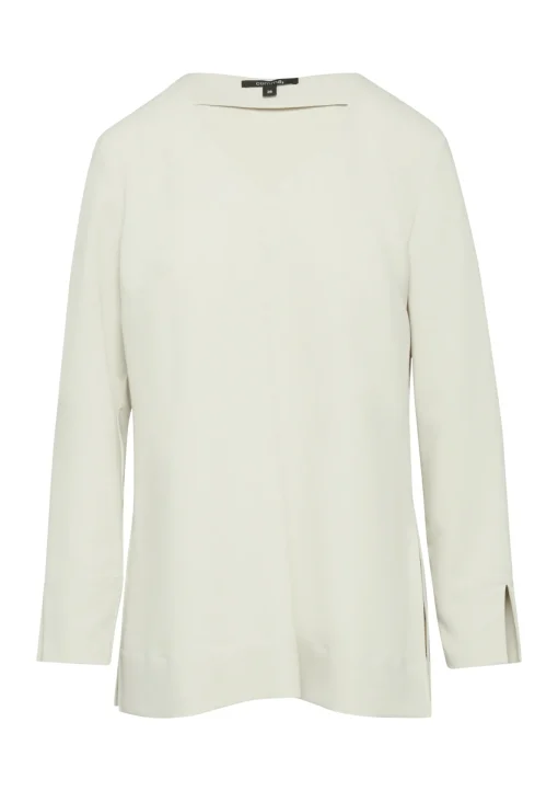Damen Comma Lange Crêpe-Bluse mit V-Ausschnitt