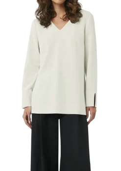Damen Comma Lange Crêpe-Bluse mit V-Ausschnitt