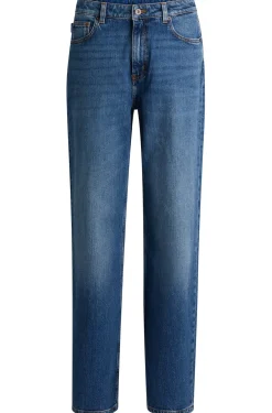Damen Hugo Blue Lange Straight-Fit Jeans aus blauem Stretch-Denim