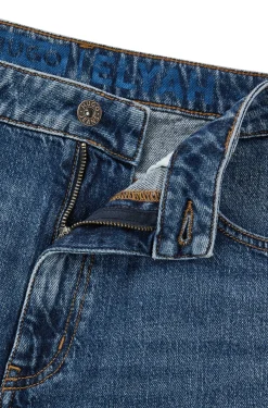 Damen Hugo Blue Lange Straight-Fit Jeans aus blauem Stretch-Denim