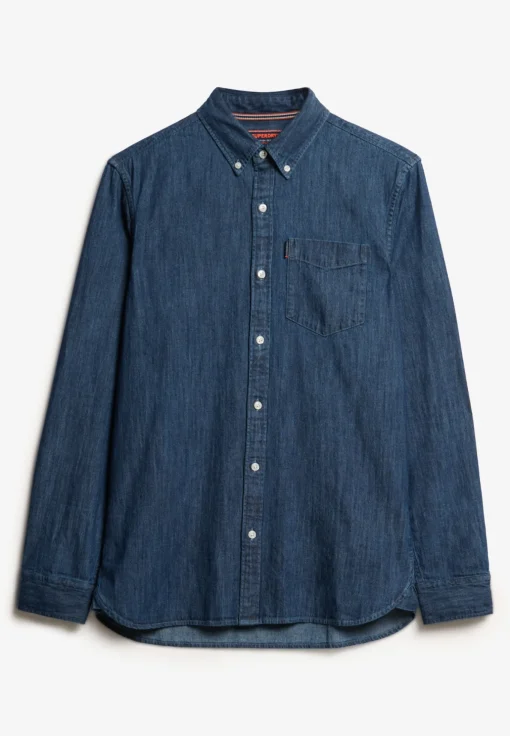 Herren Superdry Langärmeliges Essential Jeanshemd