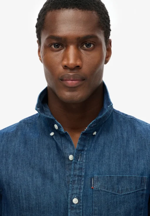 Herren Superdry Langärmeliges Essential Jeanshemd