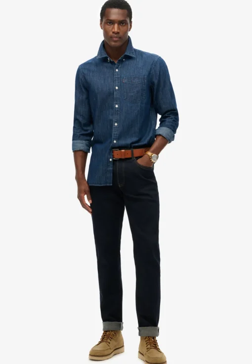 Herren Superdry Langärmeliges Essential Jeanshemd