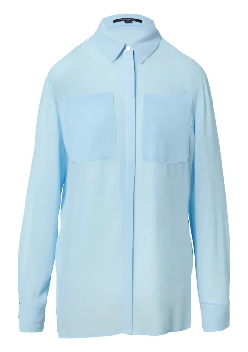 Damen Comma Leicht transparente Bluse mit verdeckter Knopfleiste