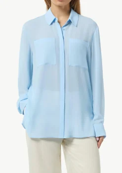 Damen Comma Leicht transparente Bluse mit verdeckter Knopfleiste