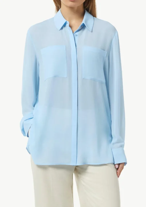 Damen Comma Leicht transparente Bluse mit verdeckter Knopfleiste