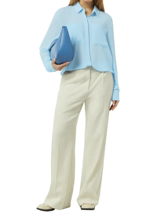 Damen Comma Leicht transparente Bluse mit verdeckter Knopfleiste