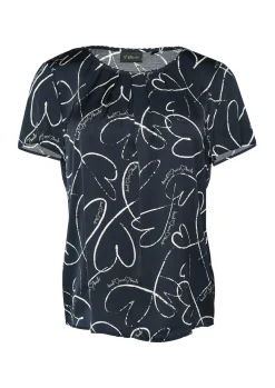 Damen s.Oliver BLACK LABEL Leichte Satinbluse mit Falten am Ausschnitt