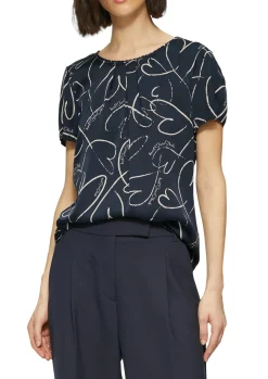 Damen s.Oliver BLACK LABEL Leichte Satinbluse mit Falten am Ausschnitt
