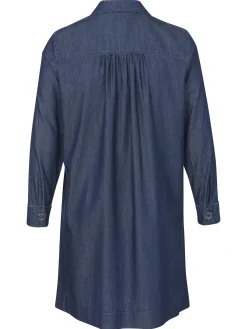 Damen Frapp Leichtes Blusenkleid aus softer Baumwolle im Jeans-Look