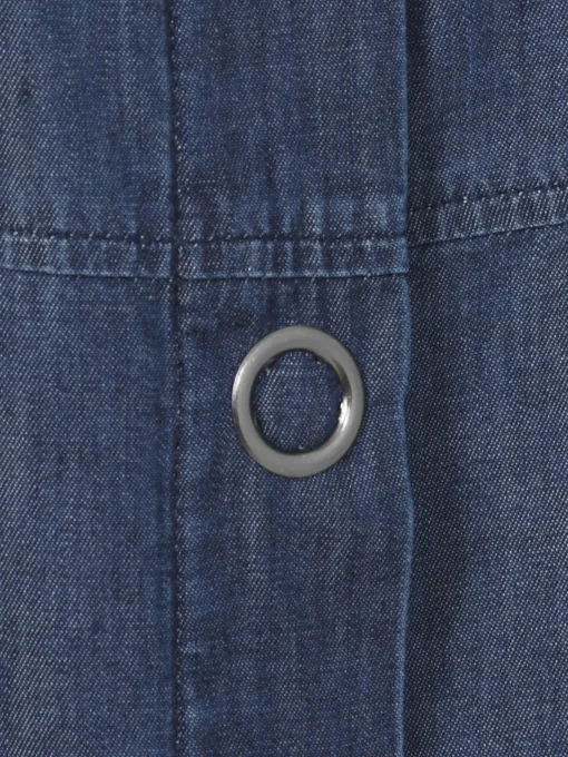 Damen Frapp Leichtes Blusenkleid aus softer Baumwolle im Jeans-Look