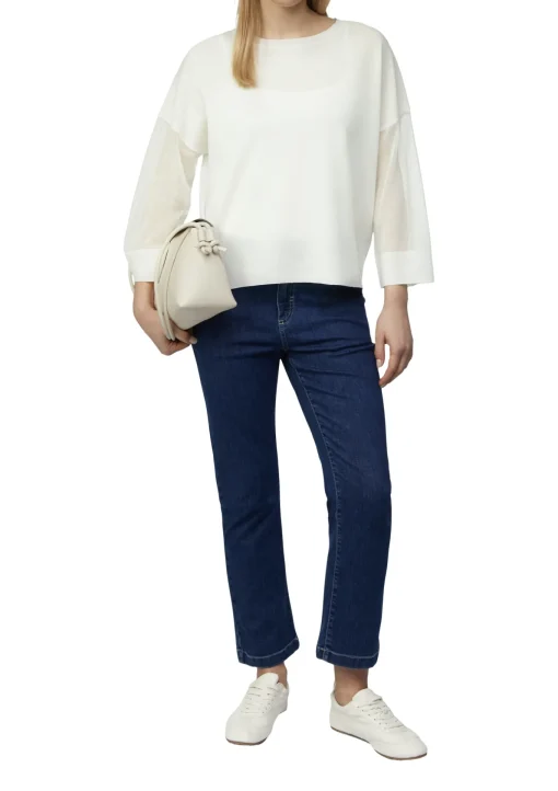Damen Comma Leichtes Feinstrickshirt mit transparenten Ärmeln