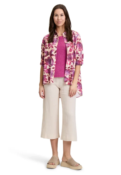 Damen Cartoon Leinenbluse