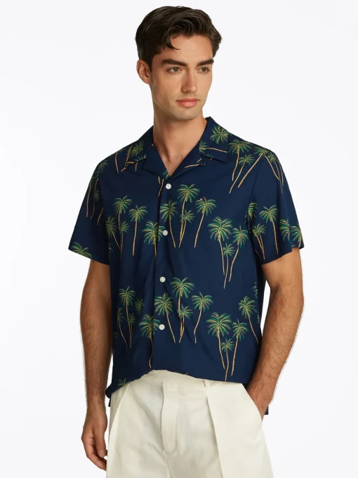 Herren Tommy Hilfiger Lightweight Hemd mit Palmenprint