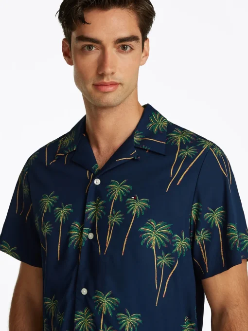 Herren Tommy Hilfiger Lightweight Hemd mit Palmenprint