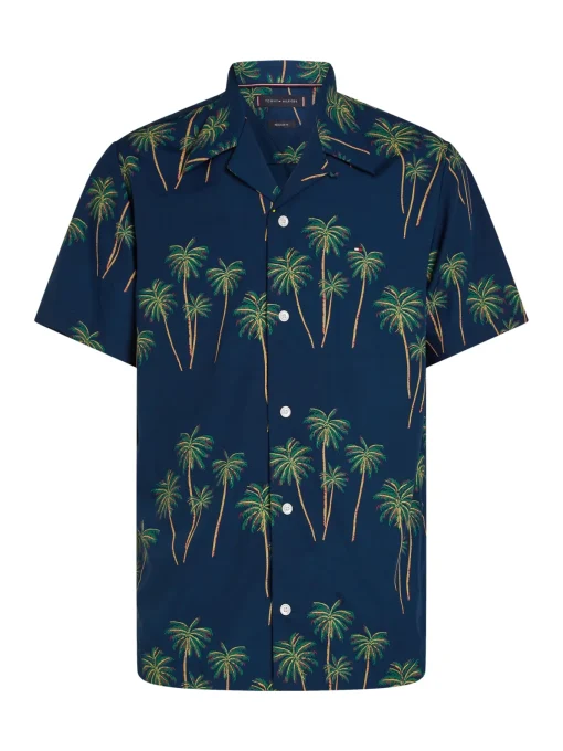 Herren Tommy Hilfiger Lightweight Hemd mit Palmenprint