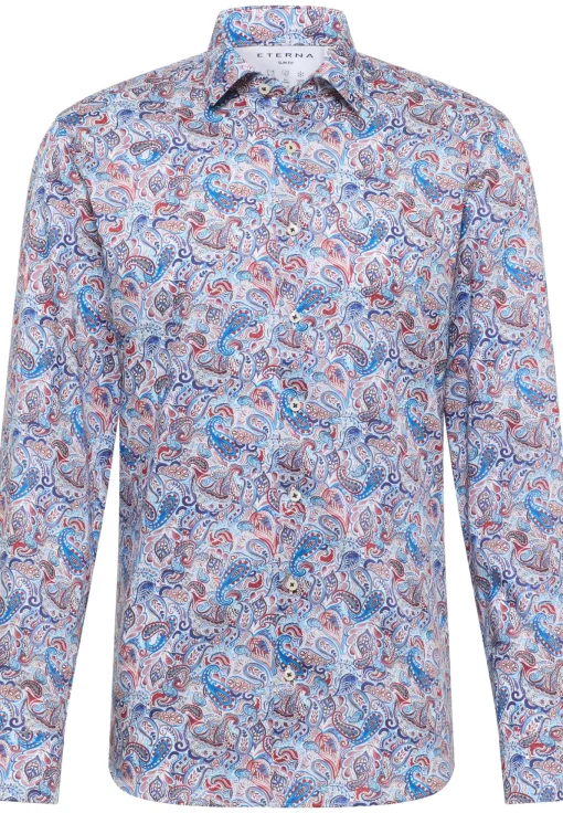 Herren Eterna Linen Shirt Twill Langarm
