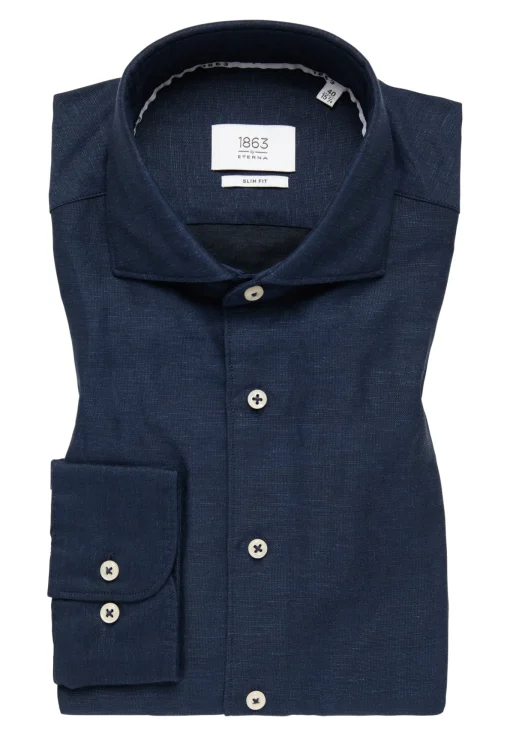 Herren Eterna Linen Shirt Twill Langarm