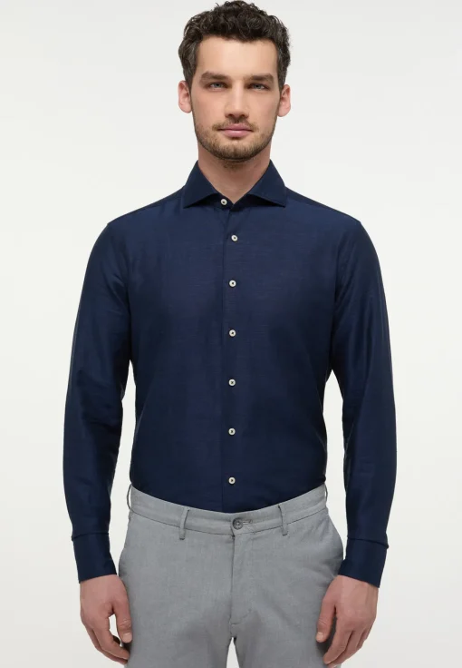 Herren Eterna Linen Shirt Twill Langarm