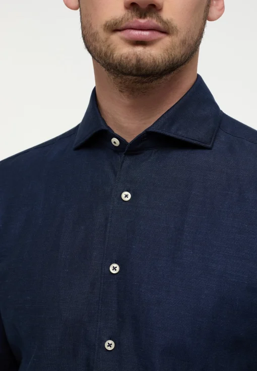 Herren Eterna Linen Shirt Twill Langarm
