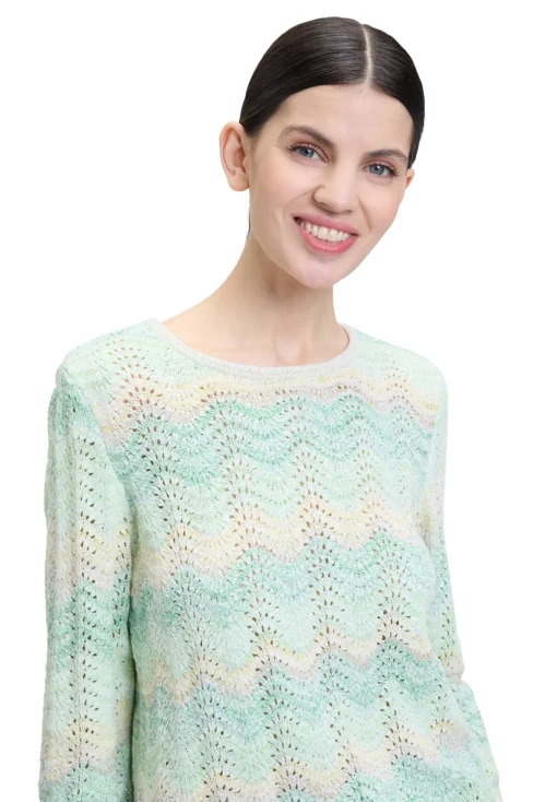 Damen Cartoon Lochstrick-Pullover